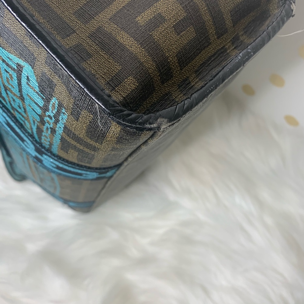 FENDI Zucca Spalmati Palazzo Aqua Print Web Tote - Picture 6 of 14
